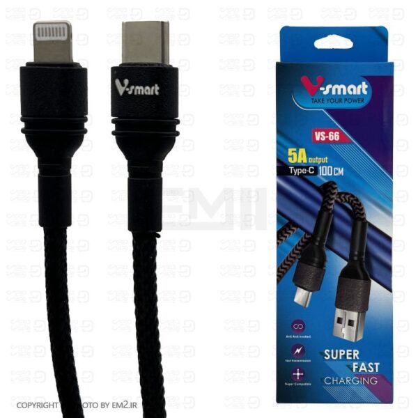 کابل C-L آیفون به تایپ سی وی اسمارت برزنتی مدل Vs-66 اورجینال
