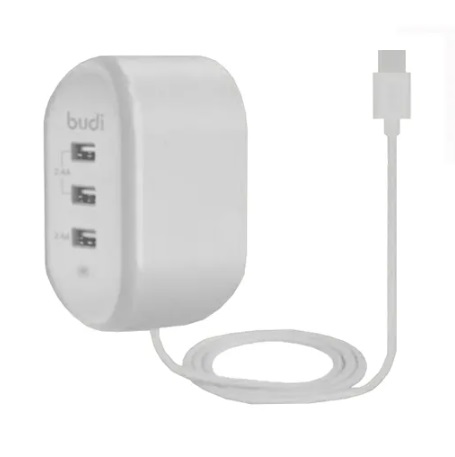 شارژر دیواری 24 وات بودی مدل Budi M8J312ET با خروجی USB به همراه کابل USB-C با گارانتی ۱۸ ماهه شرکتی (۶ ماه تعویض)