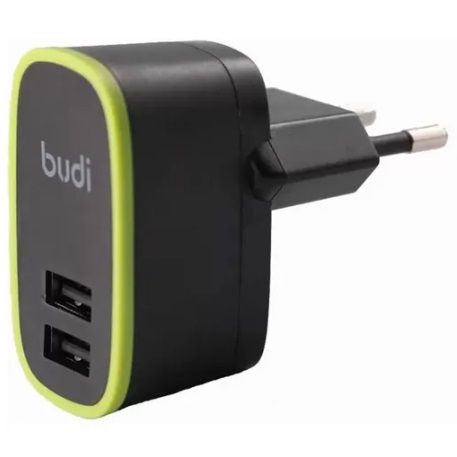 شارژر دیواری 12 وات بودی مدل Budi M8J056E با خروجی USB به همراه دو کابل USB به microUSB و USB به لایتنینگ با گارانتی ۱۸ ماهه شرکتی (۶ ماه تعویض)