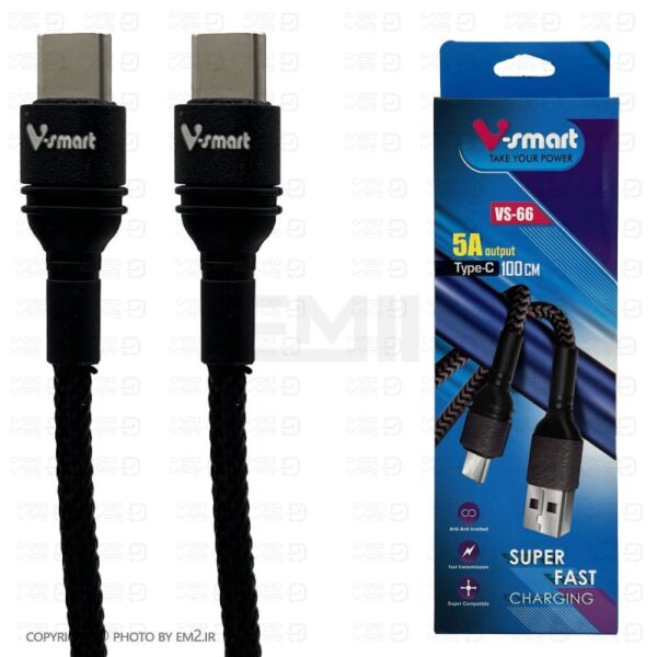 کابل C-C دوسر تایپ سی وی اسمارت برزنتی مدل VS-66